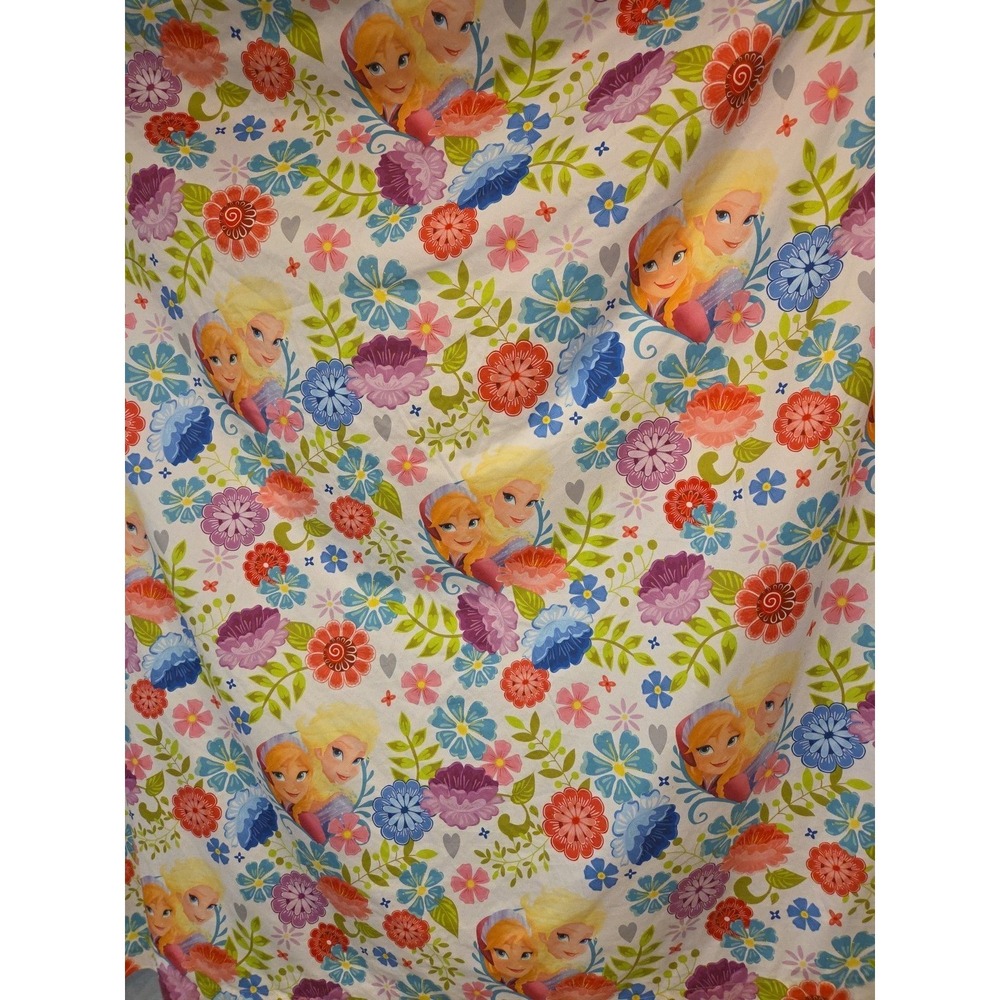 Disney Frozen Flat Sheet only-Full Anna Elsa Flowers Pretty Colorful Floral Good